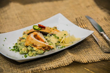 Detail on special designe for food on plate.