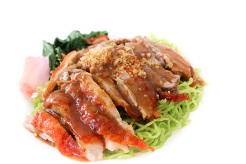Roasted duck green noodles