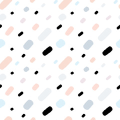hand drawn colorful confetti on white background simple abstract seamless vector pattern illustration