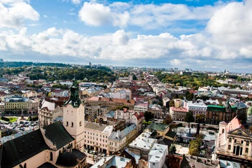 Deurstickers The historical city of Lviv in Ukraine © mushkamy