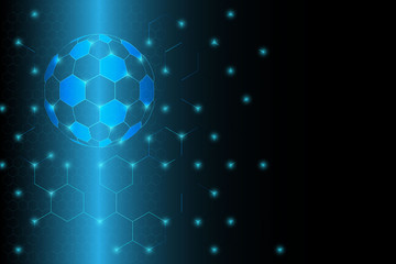 glowing blue ball and hexagonal abstract tech innovation background as technology and future concept, vector illustration