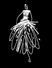 Fashion girl sketch hand drawn , stylized silhouettes isolated. Vector fashion illustration.