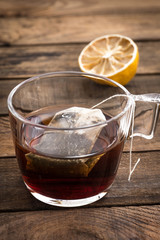 lemon tea on wood