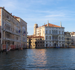 the beautiful facades of the Venetian palaces on Canal Grande