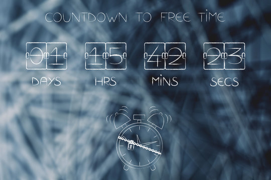 countdown to free time timer and alarm with lock and chain