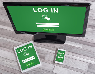 Naklejka premium Login concept on different devices