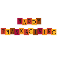happy thanksgiving typography on overlapping colors