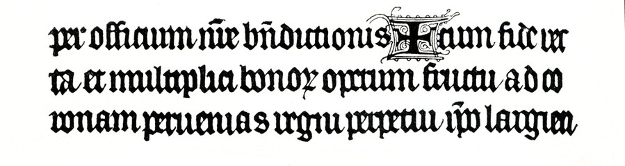 Blackletter, 14th century (from Meyers Lexikon, 1896, 13/420/421) - obrazy, fototapety, plakaty