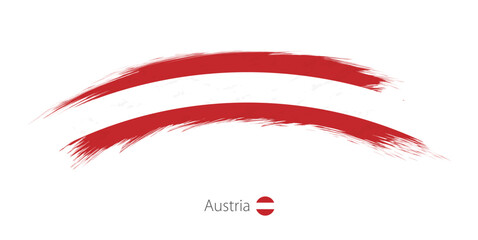Flag of Austria in rounded grunge brush stroke. - obrazy, fototapety, plakaty