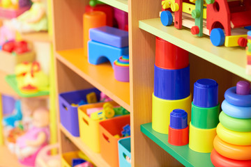  Shelving with toys in kindergarten