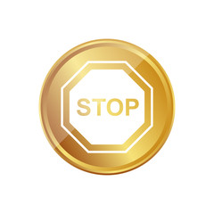 Gold Münze - Stoppschild