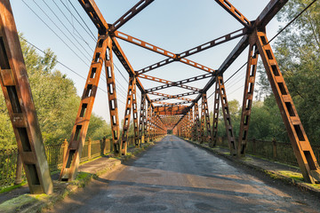 Old bridge over Tisa river in Vylok, Ukraine.
