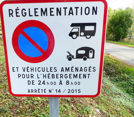 panneau de signalisation,r&eacute;glementation pour les camping car