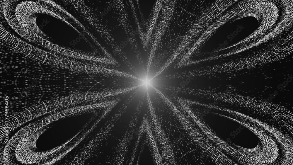 Poster abstract background of a kaleidoscope consisting of particles. colorful 3d rendering backdrop