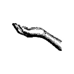 open right hand palm up 8 bit minimalistic pixel art vector illustration isolated on white background