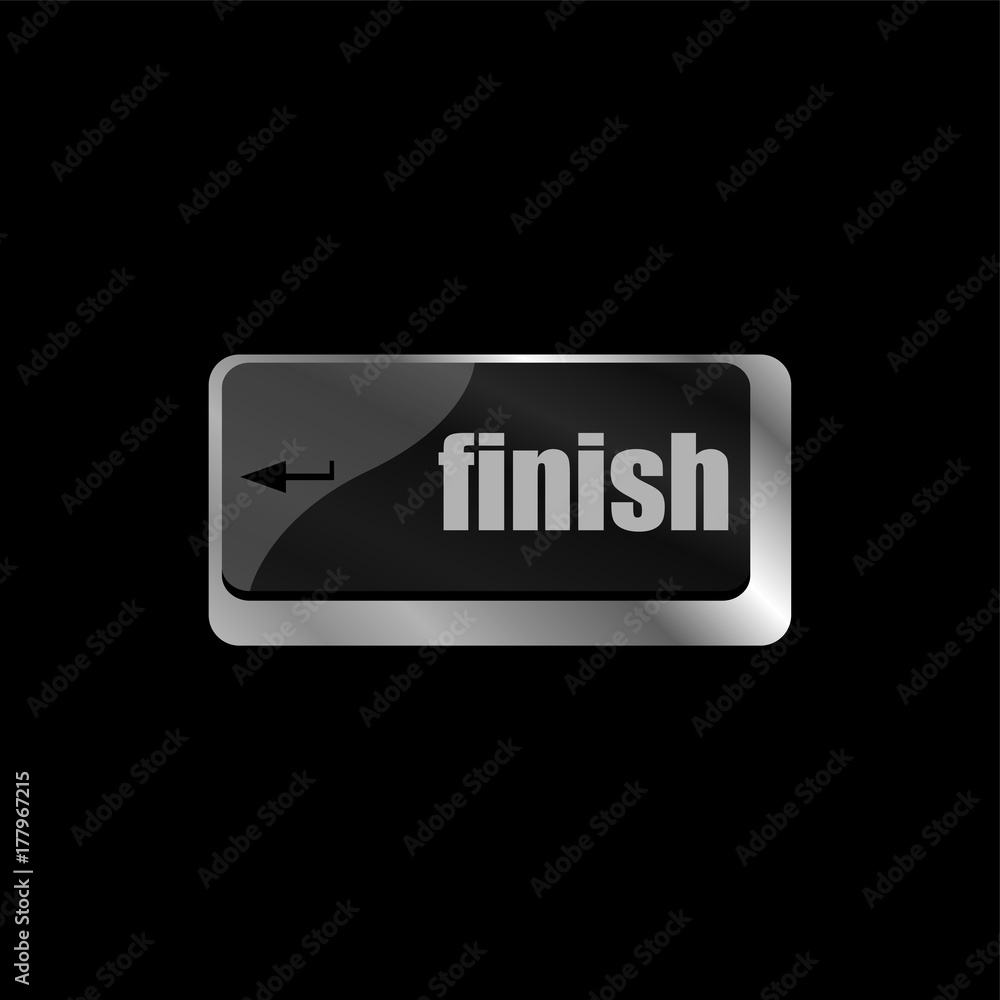 Poster finish button on black internet computer keyboard