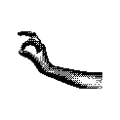 hand showing ok sign 8 bit minimalistic pixel art vector illustration isolated on white background