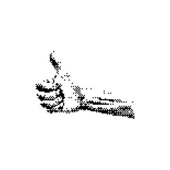 hand showing thumb up 8 bit minimalistic pixel art vector illustration isolated on white background