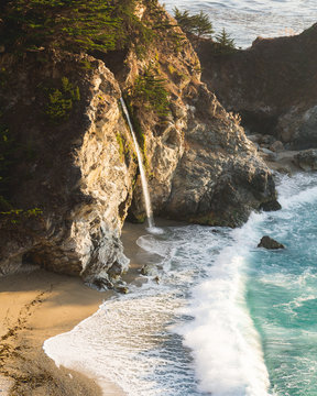 View of McWay Falls during golden hour