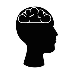 user profile with brain silhouette avatar icon