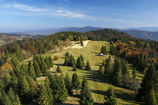 Beautiful autumn landscape of Gorce Mountains, Poland