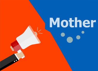 mother. Hand holding a megaphone. flat style