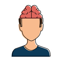 young man with brain avatar character