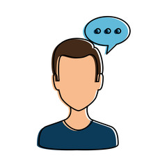 young man with speech bubble avatar character