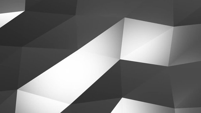 Abstract cg polygonal crystal Silver surface. Geometric poly triangles motion background.