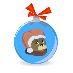 Christmas toy with a dog image, 2018 year