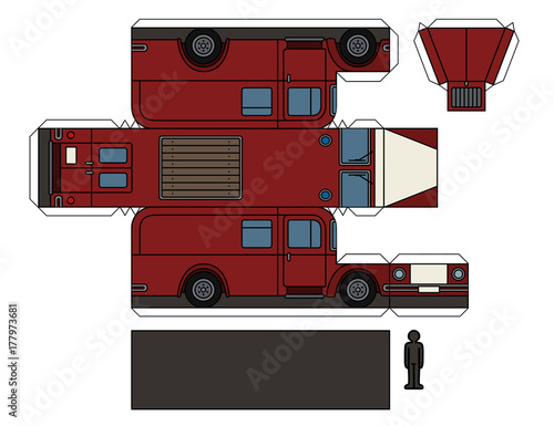 "Paper model of a vintage fire truck" Stock image and royalty-free