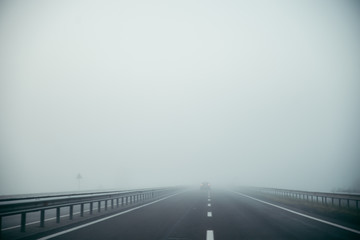 Highway with fog on highway