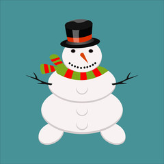 Snowman christmas cold winter hat xmas card holiday celebration vector illustration.