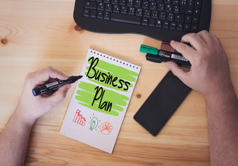 business plan, on notebook