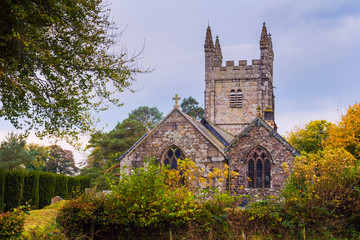 St Petroc's Church in Lydford village. Autumn. Dartmoor National Park. Devon. UK