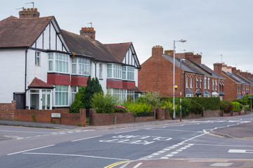 A quiet street in Alphington. Mainly cloudy. Exeter. Devon