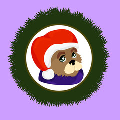 Purple card with New Year's dog