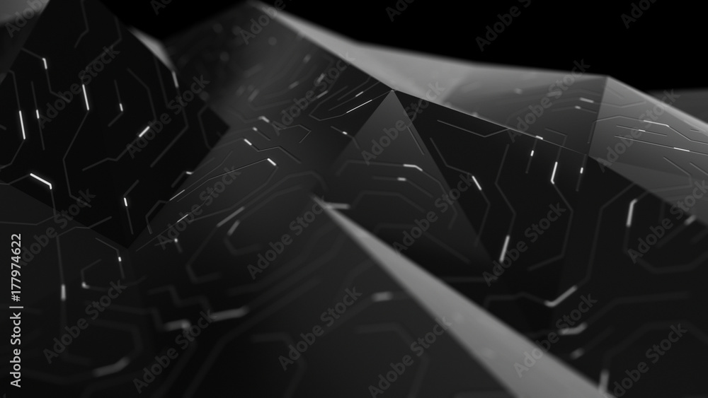 Poster abstract circuit board futuristic background. server computer code processing technology with bokeh.