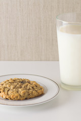 Oatmeal Cookie With A Glass OF Milk