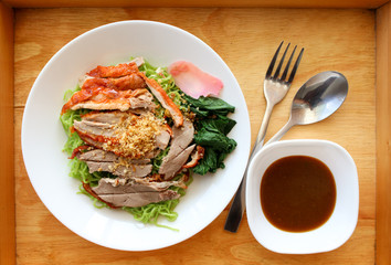 Roasted duck grill green noodles menu