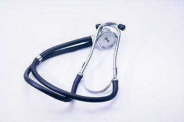 Stethoscope on white background with room for text