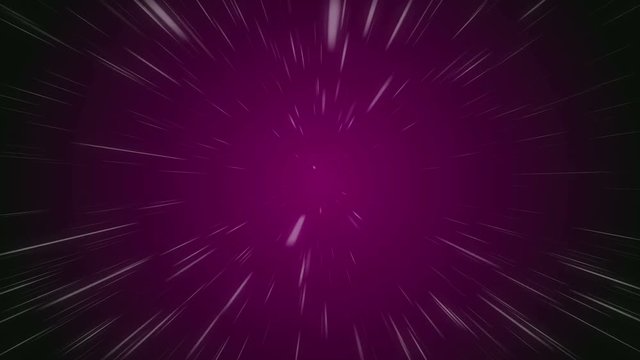 An opt art 3d rendering of white lines movement inside of some idden tunnel in the dark purple background. It looks like a quick futuristic flight from a spaceship illumonator