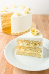 A Slice OF Lemon Cake On A Plate