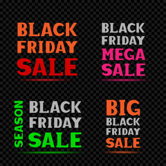 Black friday sale dark message set