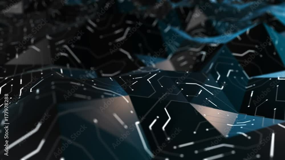 Poster abstract circuit board futuristic background. server computer code processing technology with bokeh.