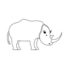 flat line  colored rhino  sticker over white background  vector illustration