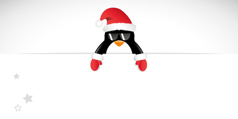 weihnachts pinguin mit sonnenbrille banner