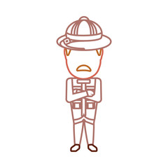 flat line colored  safari man over white background  vector illustration