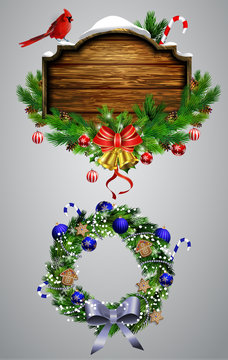 Vector wooden christmas board