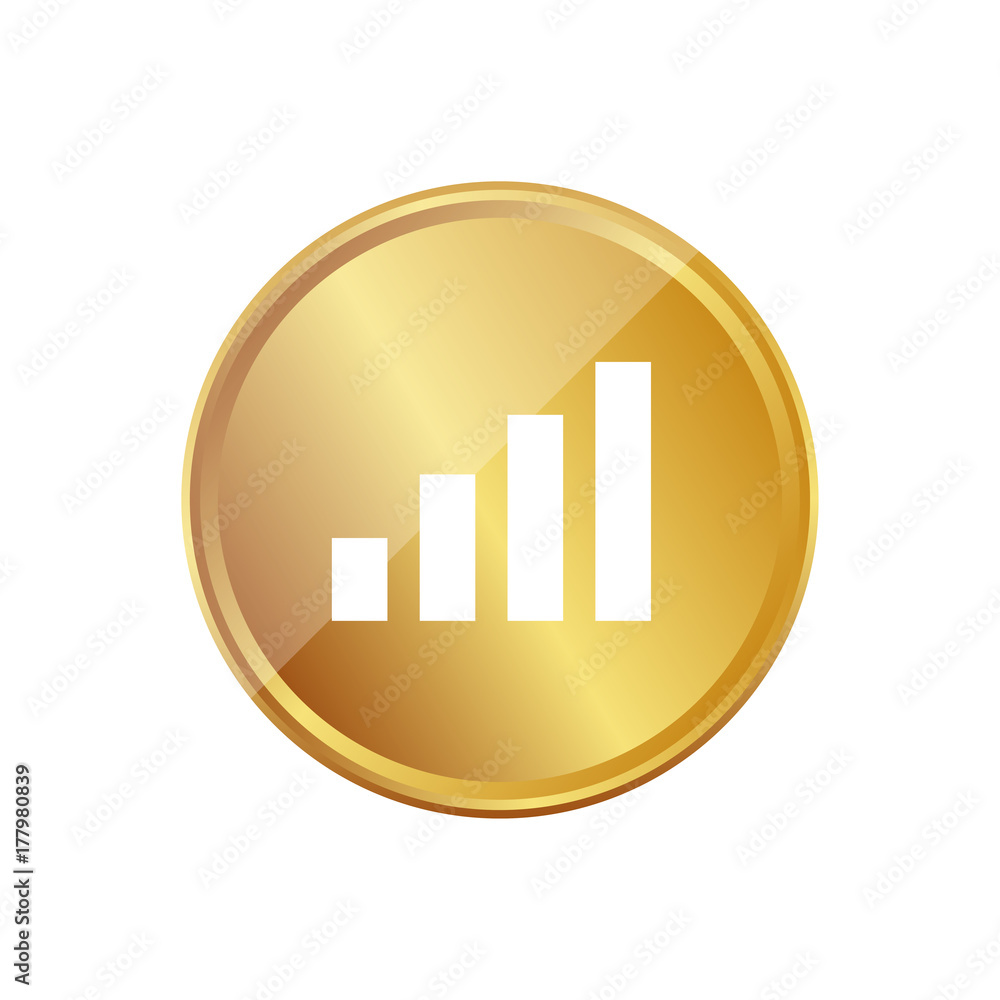 Sticker gold münze - balkendiagramm - statistik